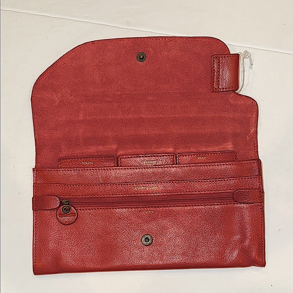 Vintage Red Leather Clutch Wallet